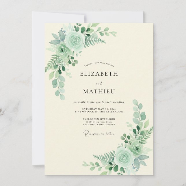Mint Green Tranquil Spring Wedding Invitation (Front)