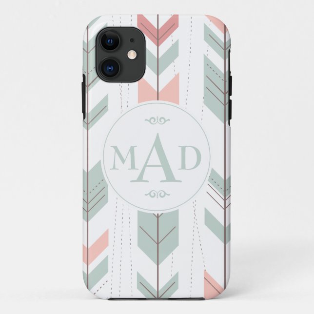 Mint Green Tribal Pattern Monogram iPhone 5 Case (Back)