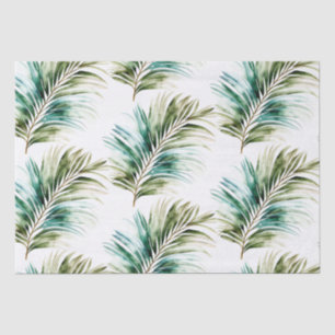 Mint Green Tropical Leaves Tissue Paper