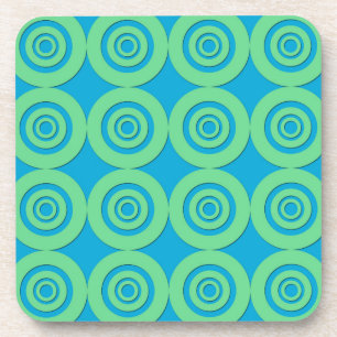 Mint Green Turquoise Circles Modern Pattern Coaster