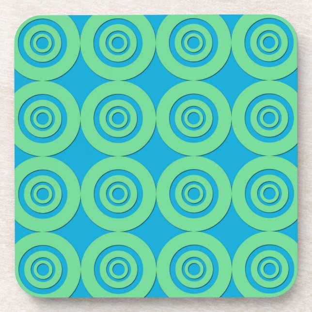 Mint Green Turquoise Circles Modern Pattern Coaster (Front)