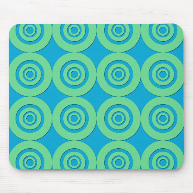 Mint Green Turquoise Circles Modern Pattern Mouse Pad (Front)
