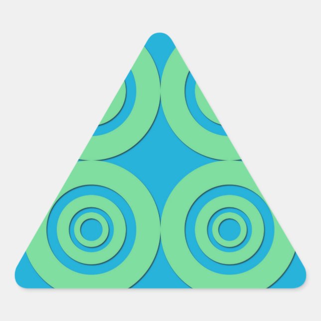 Mint Green Turquoise Circles Modern Pattern Triangle Sticker (Front)