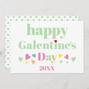 Mint green typography Happy Galentines Day Holiday Card
