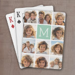 Mint Green Unique Photo Collage Custom Monogram Playing Cards<br><div class="desc">Use up to 11 square Instagram or selfie phone photos to create a unique and personal gift. Or you can keep the hipster puppy and make a trendy keepsake. If you need to adjust the pictures,  click on the customise tool to make changes.</div>