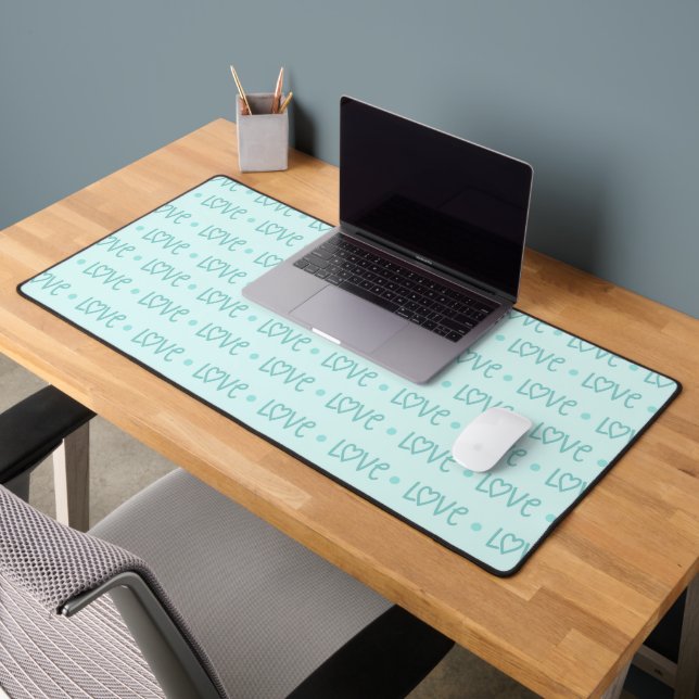MINT GREEN VALENTINE LOVE SCRIPT DESK MAT (Office 2)