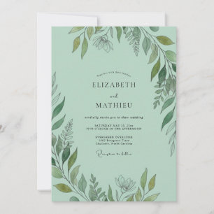 Mint Green Verdant Woodland Wedding Invitation