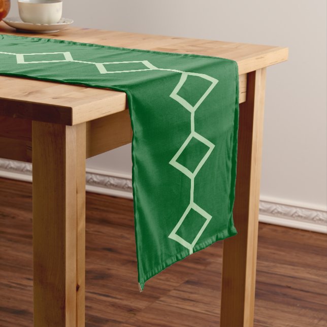 Mint Green Vertical Linear Diamonds 2025 Green Long Table Runner (In Situ)