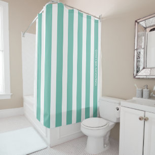Mint Green Vertical Stripes Minimalist Geometric Shower Curtain