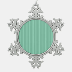 Mint Green Vertical Stripes Pattern Snowflake Pewter Christmas Ornament