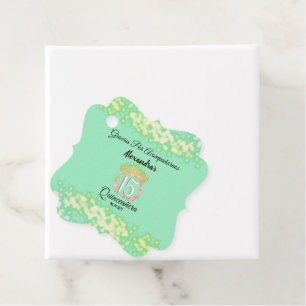 Mint Green Vintage Boho Quinceañera Spanish Favour Tags