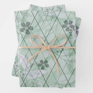 Mint Green Vintage Inspired Garden Diamond Wrapping Paper Sheet