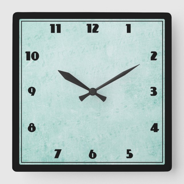 Mint Green Vintage paper texture Square Wall Clock (Front)