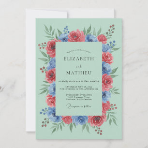 Mint Green Vivid Botanical Wedding Invitation