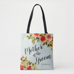 Mint Green Watercolor Floral Mother of the Groom Tote Bag