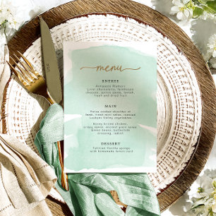 Mint Green Watercolor Gold Menu