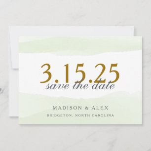 Mint Green Watercolor Save the Date Card