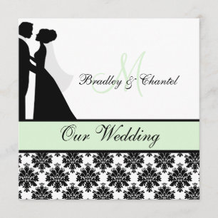 Mint Green Wedding Couple Wedding Invitation