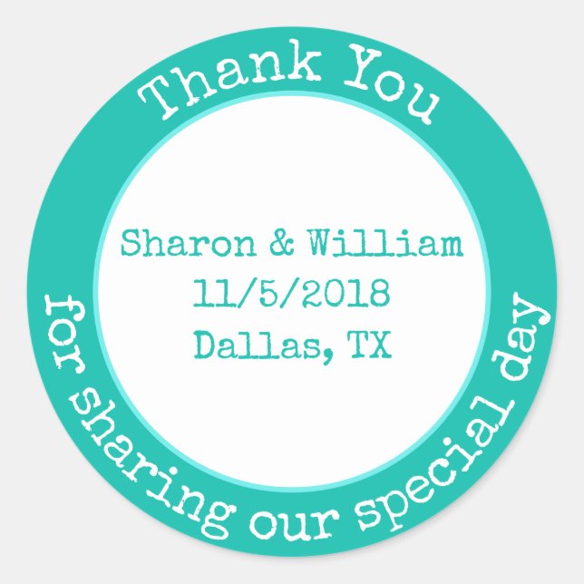 Mint Green Wedding Favour Stickers (Front)