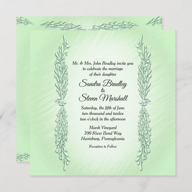 Mint Green Wedding Invitation (Front/Back)