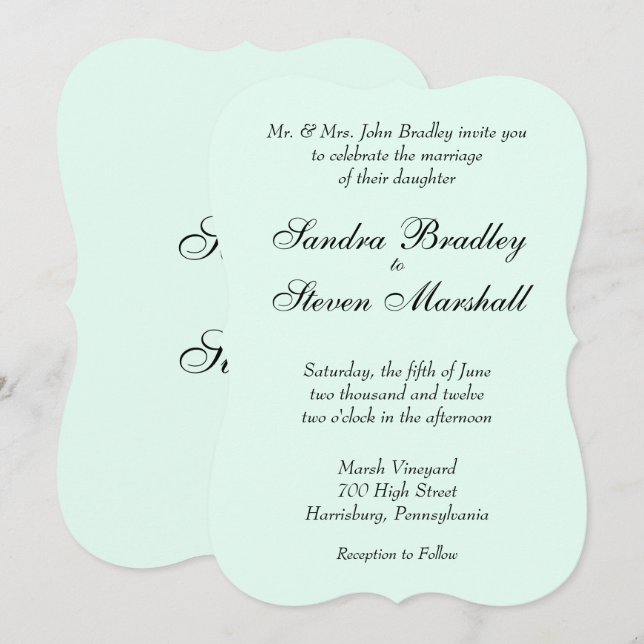 Mint Green Wedding Invitation (Front/Back)