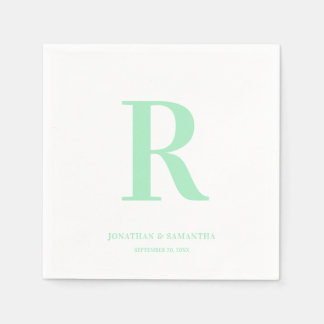 Mint Green Wedding Monogram Modern  Napkin