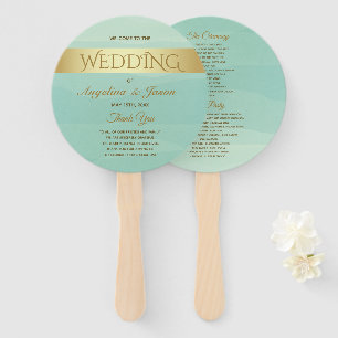 Mint Green Wedding Program Hand Fan