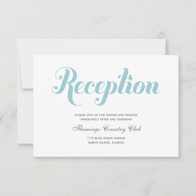 Mint Green Wedding Reception Card (Front)