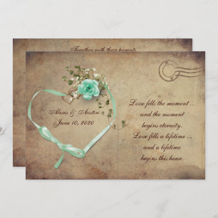 mint green Wedding Rose Postcard