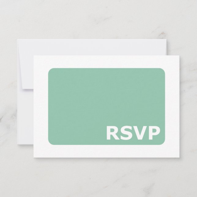 Mint Green Wedding RSVP Card (Front)