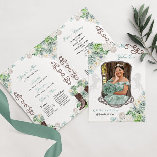 Mint Green Western Charro Quinceañera Program