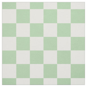 Mint Green White Chequered Chequerboard Gingham  Fabric