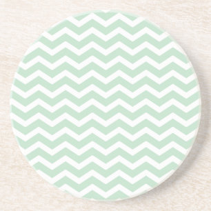 Mint Green White Chevron Pattern Coaster