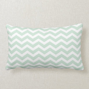 Mint Green White Chevron Pattern Lumbar Cushion