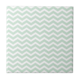 Mint Green White Chevron Pattern Tile