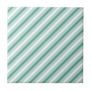 Mint Green White Fleur De Lis Delicate Pastel Ceramic Tile
