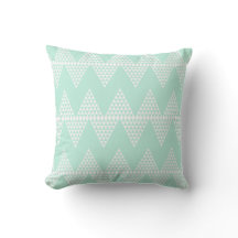 Mint Green White Geometric  Chevron Pattern