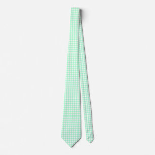 Mint Green & White Gingham Pattern Neck Tie