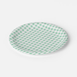 Mint Green White Gingham PatternMint Green Paper Plate