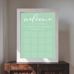 Mint Green White Minimalist Wedding Seating Chart