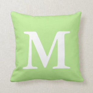 Mint Green White Monogrammed MThrow Pillow