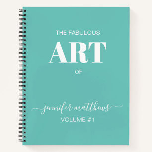 Mint Green White Personalised Sketchbook Your Name Notebook