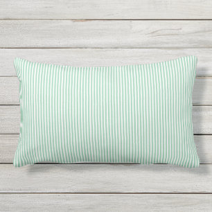 Mint Green White Pinstripe Outdoor Lumbar Pillow