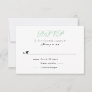 Mint Green White Plain Simple Wedding RSVP Cards