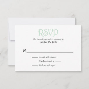 Mint Green White Plain Simple Wedding RSVP Cards
