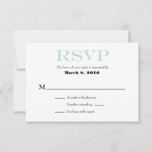 Mint Green White Plain Simple Wedding RSVP Cards