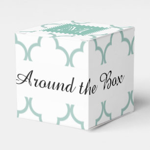 Mint Green, White Quatrefoil   Your Monogram Favour Box