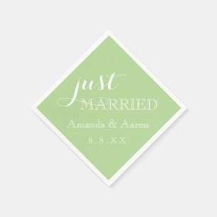 Mint Green White Simple Classic Just Married Napkin