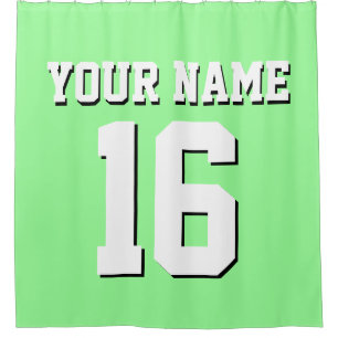 Mint Green White Sports Jersey Team Jersey Shower Curtain