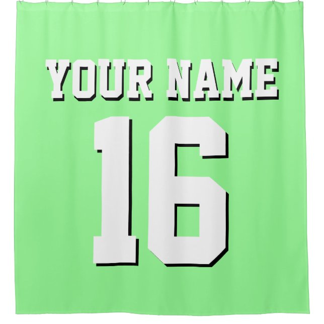 Mint Green White Sports Jersey Team Jersey Shower Curtain (Front)